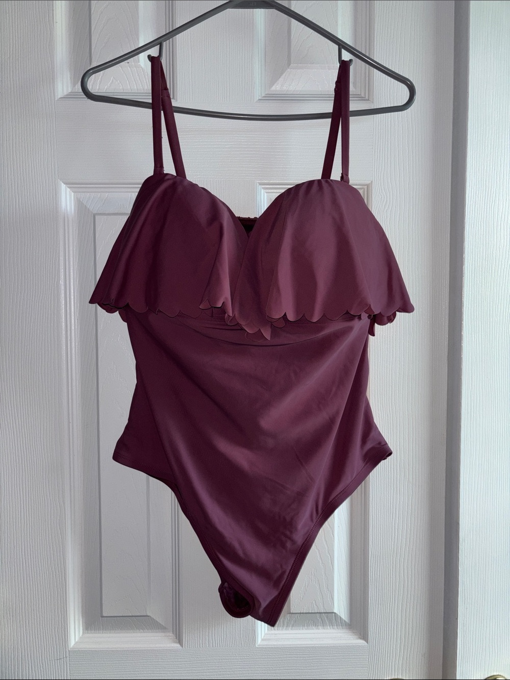 Kona Sol Scalloped One-Piece Swimsuit in Mauve